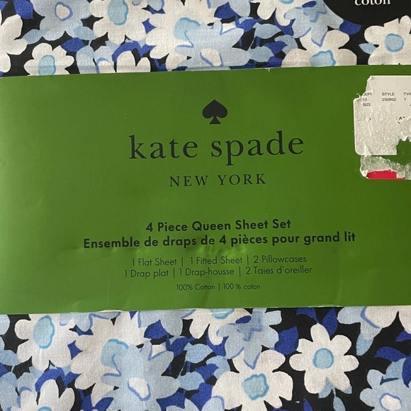 NWT! Kate Spade Full Sheet Set - Blue Floral - 100% Cotton